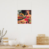 Vintages Barbecue-Button Poster (Küche)