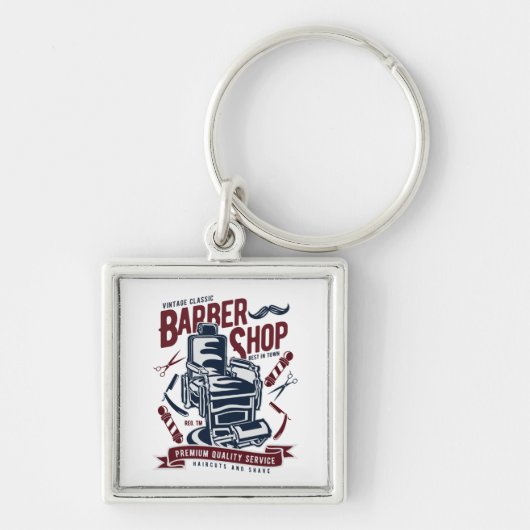 Vintages Barbershop-Logo Schlüsselanhänger (Vorne)