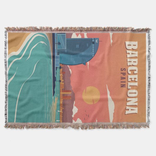 Vintages Barcelona Beach Poster Decke (Vorderseite)