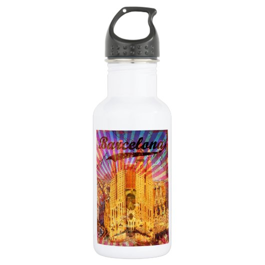 Vintages Barcelona Edelstahlflasche (Vorderseite)