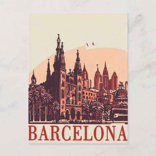 Vintages Barcelona Spanien Postkarte (Vorderseite)