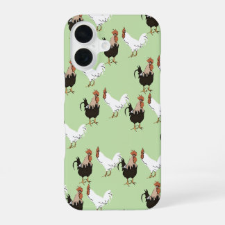 Vintages Barnyard Chickens-Muster auf Green iPhone 16 Hülle