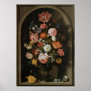 Vintages Barock, Blumen-Stück durch Bosschaert, Poster