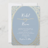 Vintages Barock Dusty Blue Gold Hochzeit Einladung (Vorderseite)