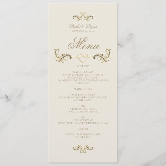 Vintages Barock Menükarte (Vorderseite)