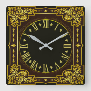 Vintages Barock Quadratische Wanduhr