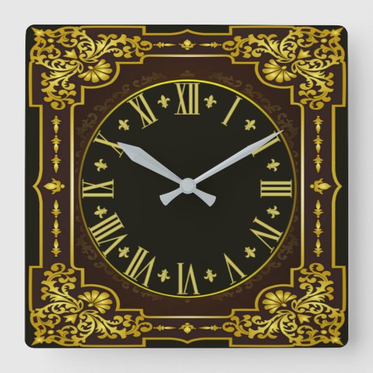 Vintages Barock Quadratische Wanduhr (Vorderseite)