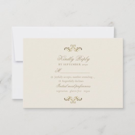 Vintages Barock RSVP Karte (Vorderseite)