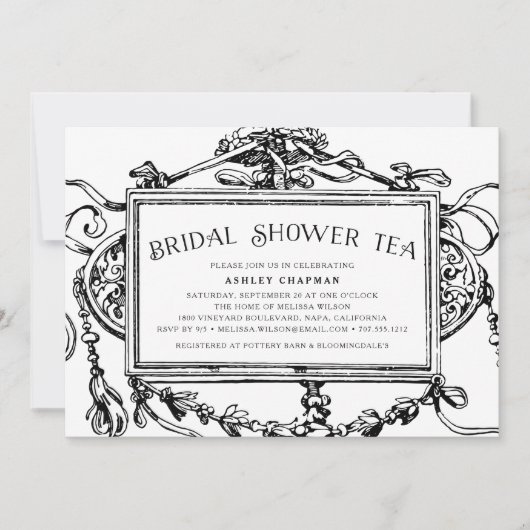 Vintages barocke Brautparty Einladung (Vorderseite)