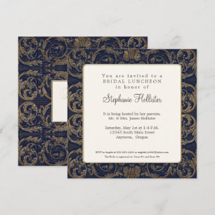 Vintages barocke Elegant Navy Blue Brautparty Einladung