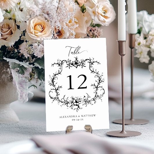 Vintages barocke Wappen Viktorianisch Hochzeit Tischnummer