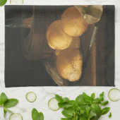 Vintages Barockstil mit Brot, Tee, Schinken Geschirrtuch (Gefaltet)