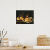 Vintages Barockstil mit Brot, Tee, Schinken Poster (Küche)