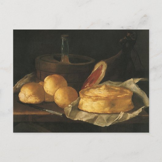 Vintages Barockstil mit Brot, Tee, Schinken Postkarte (Vorderseite)