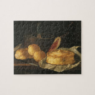 Vintages Barockstil mit Brot, Tee, Schinken Puzzle