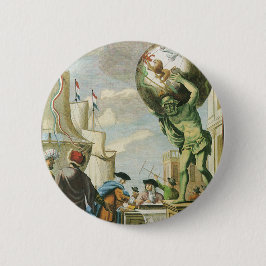 Vintages Barockzeitalter Atlas Frontispiece Weltgl Button