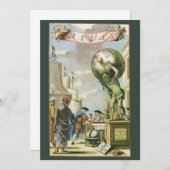 Vintages Barockzeitalter Atlas Frontispiece Weltgl Einladung (Vorne/Hinten)