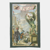 Vintages Barockzeitalter Atlas Frontispiece Weltgl Geschirrtuch (Vertikal)