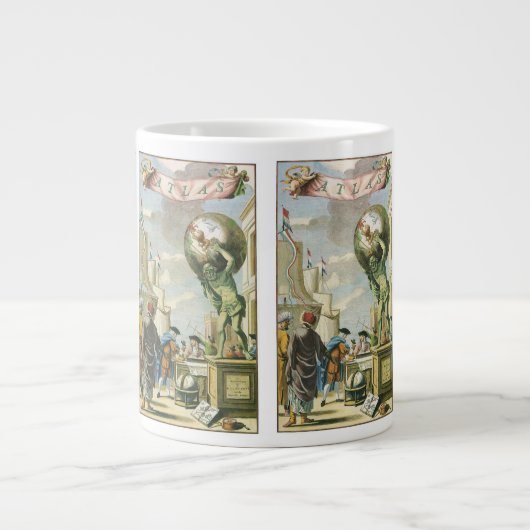 Vintages Barockzeitalter Atlas Frontispiece Weltgl Jumbo-Tasse (Vorderseite)