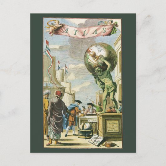 Vintages Barockzeitalter Atlas Frontispiece Weltgl Postkarte (Vorderseite)