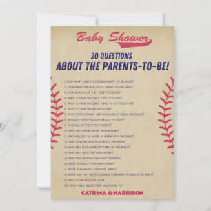 Vintages Baseball Baby Shower Game - Bearbeitbarer Einladung