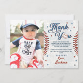 Vintages Baseball Boy Geburtstag Foto Danke Karte (Vorderseite)