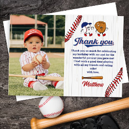 Vintages Baseball Boy Geburtstag Foto Danke Karte