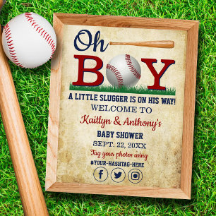 Vintages Baseball Boys Baby Dusche Begrüßungszeich Poster