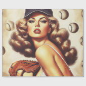 Vintages Baseball-Button Geschenkpapier (Flach)