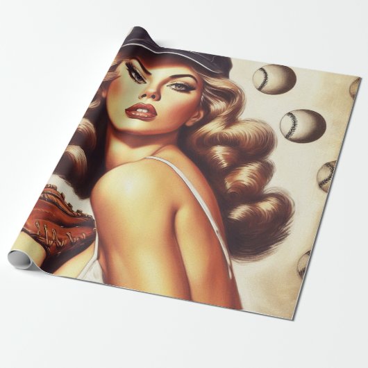 Vintages Baseball-Button Geschenkpapier (Ungerollt)