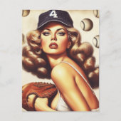 Vintages Baseball-Button Postkarte (Vorderseite)