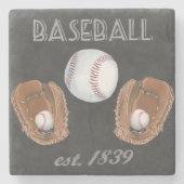Vintages Baseball-Chalkboard-Design Steinuntersetzer (Vorderseite)