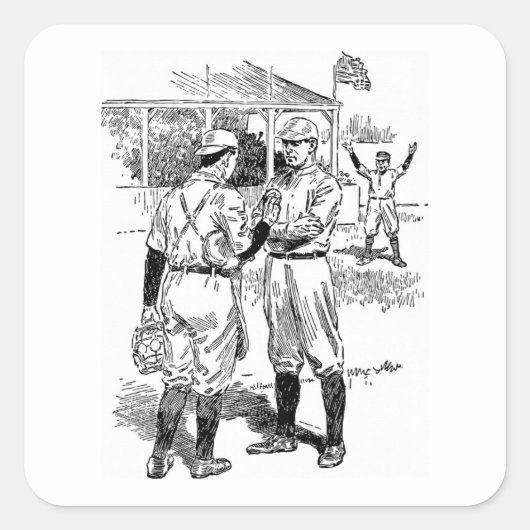 Vintages Baseball-Player-Aufkleber-Set Quadratischer Aufkleber (Vorderseite)