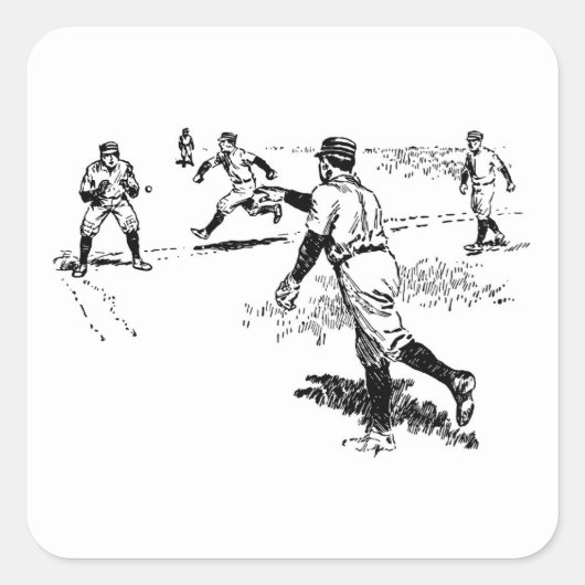 Vintages Baseball-Player-Aufkleber-Set Quadratischer Aufkleber (Vorderseite)