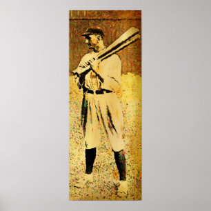 Vintages Baseball Player Ölgemäldeposter Poster