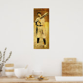 Vintages Baseball Player Ölgemäldeposter Poster (Küche)