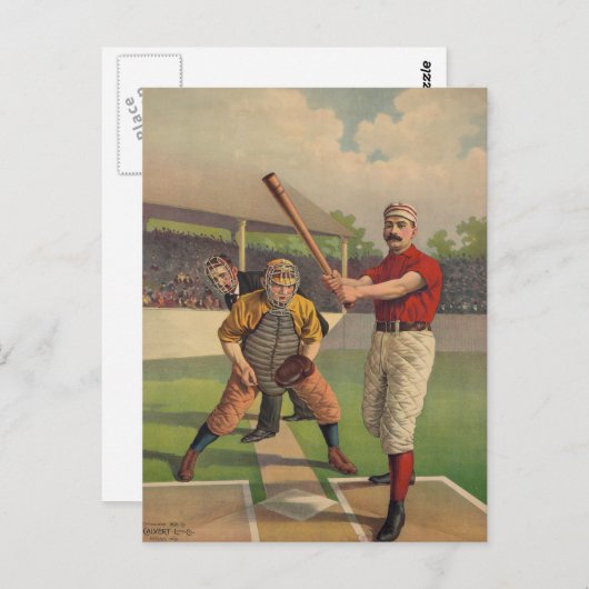 Vintages Baseball-Poster-Postkarte Postkarte (Vorne/Hinten)