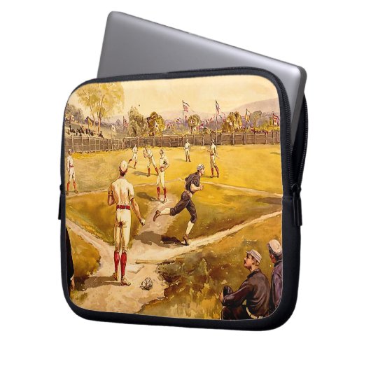 Vintages Baseball-Spiel Laptopschutzhülle (Vorderseite Links)