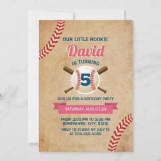 Vintages Baseball-Sportthema Geburtstagsparty Einladung