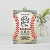 Vintages Baseball-Stallholz-Background Babydusche Einladung (Stehend Vorderseite)