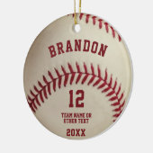 Vintages Baseball-Stitching-Foto Personalisiert Keramik Ornament (Links)