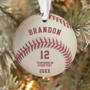 Vintages Baseball-Stitching-Foto Personalisiert Ornament