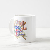 Vintages Baseball USA-Schild Kaffeetasse (Vorderseite Links)