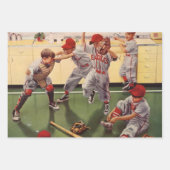 Vintages Baseballsportteam, Boys Roughhousing Geschenkpapier Set (Vorderseite 2)