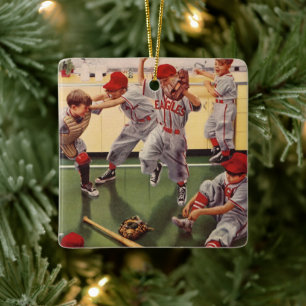 Vintages Baseballsportteam, Boys Roughhousing Keramikornament