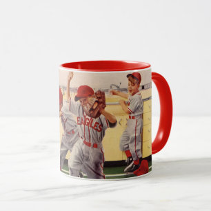 Vintages Baseballsportteam, Boys Roughhousing Tasse