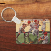 Vintages Baseballteam, Boys Roughhousing Schlüsselanhänger (Rückseite)