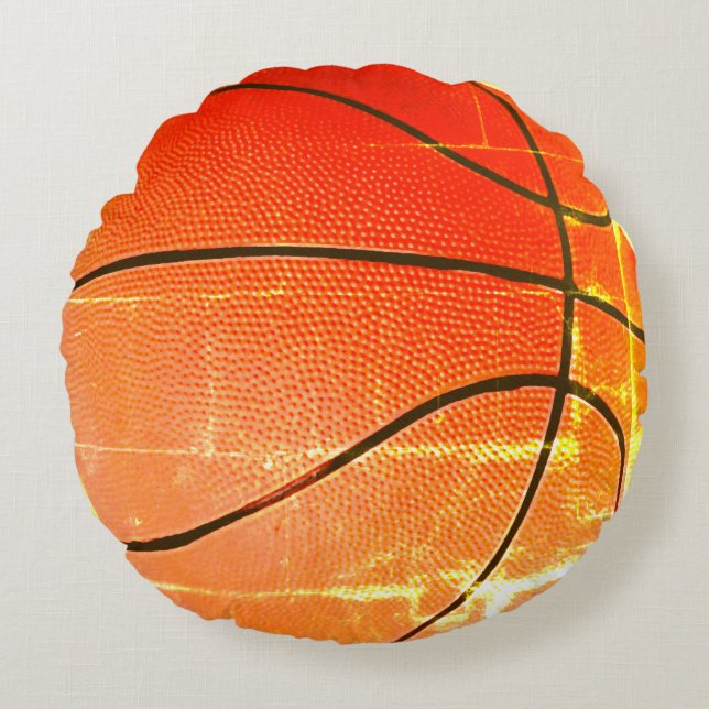 Vintages Basketballgeschenk Rundes Kissen (Vorderseite)