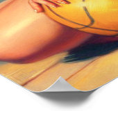 Vintages Basketballmädchen Poster (Ecke)