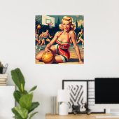 Vintages Basketballmädchen Poster (Heimbüro)